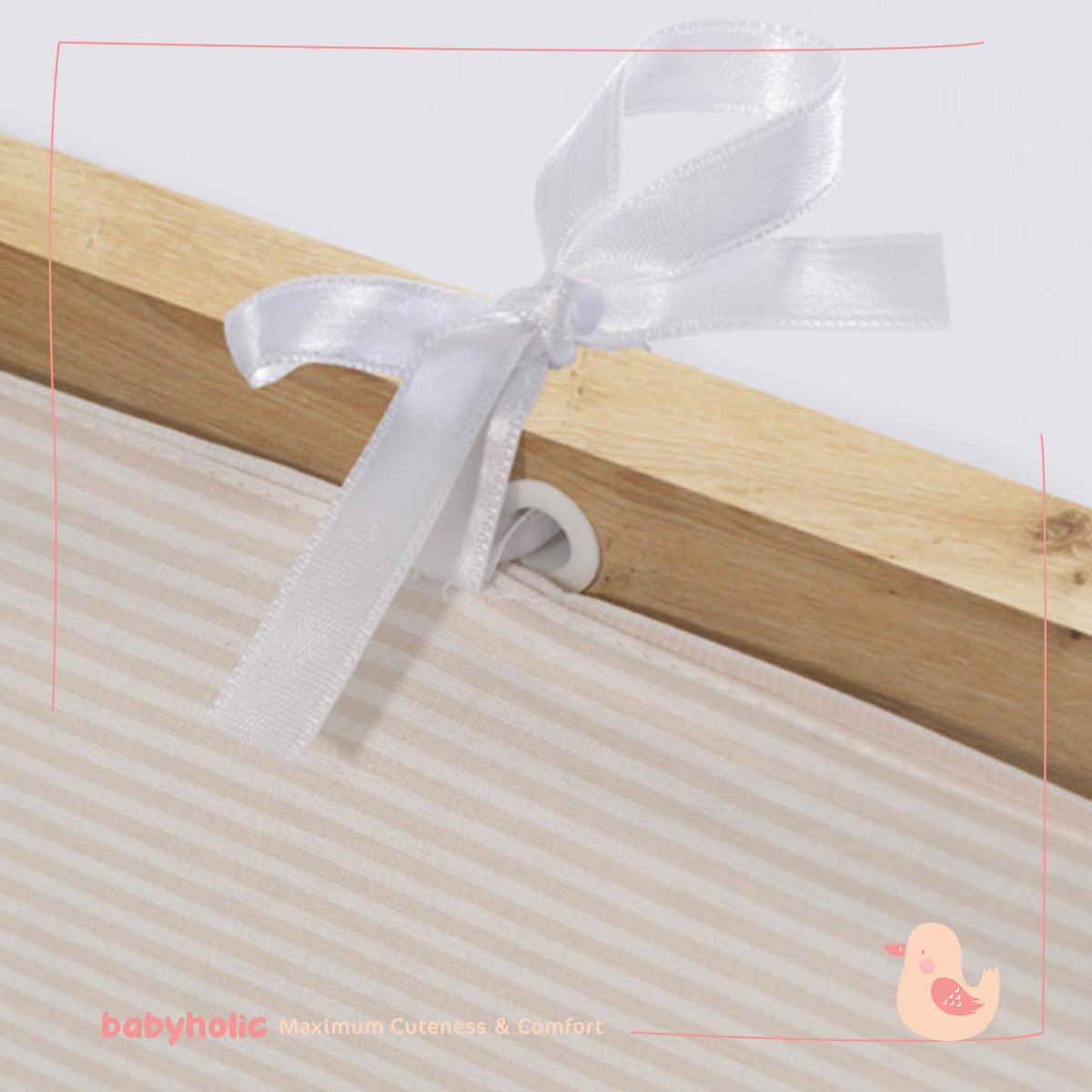 Wooden Wheeled Rocking Mother Side Cradle With Levels