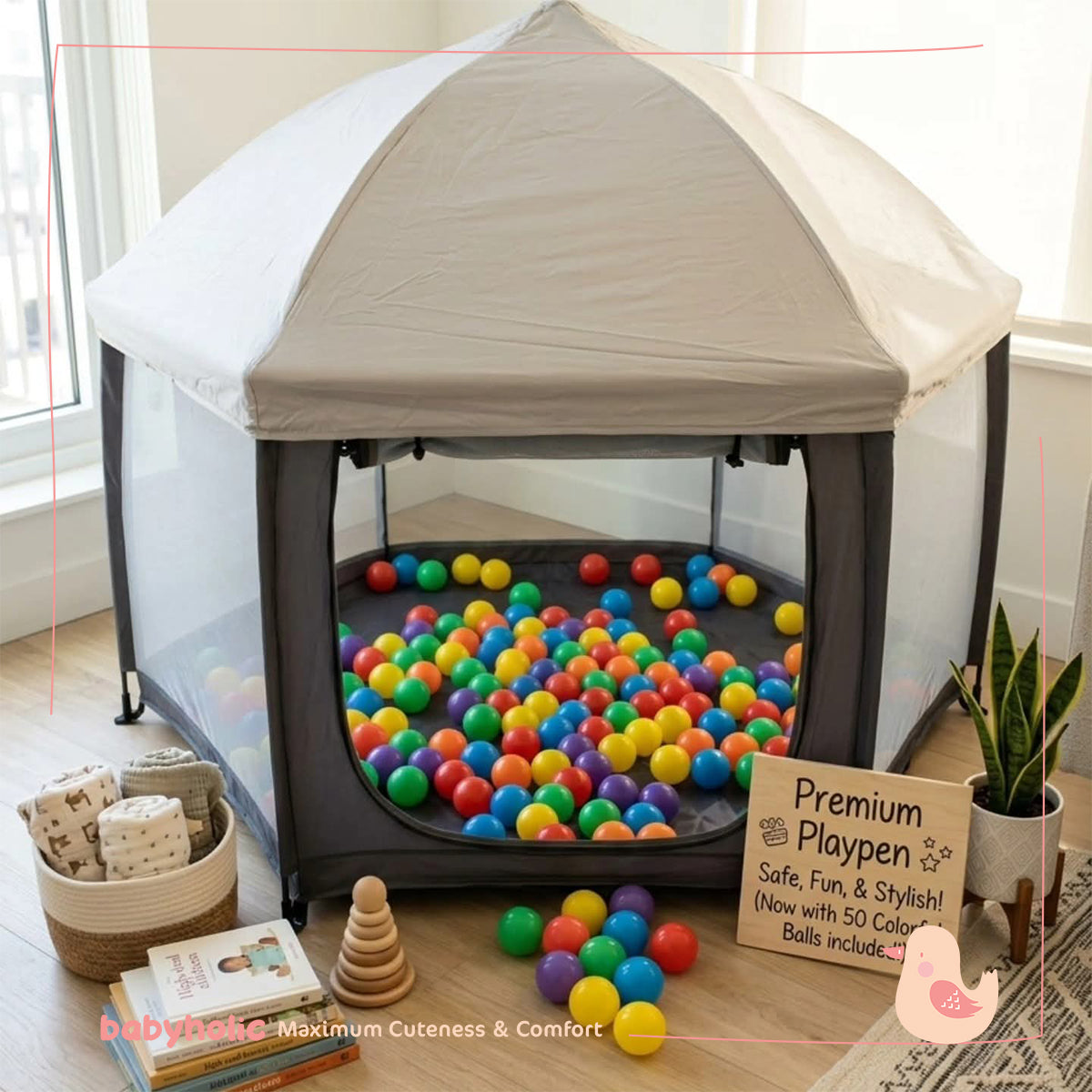Playpen for children with balls