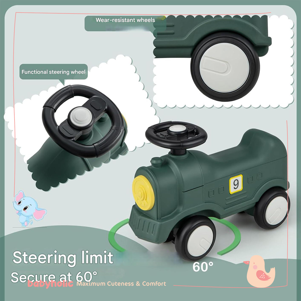 Rocking Horse & Sliding Car 3-in-1