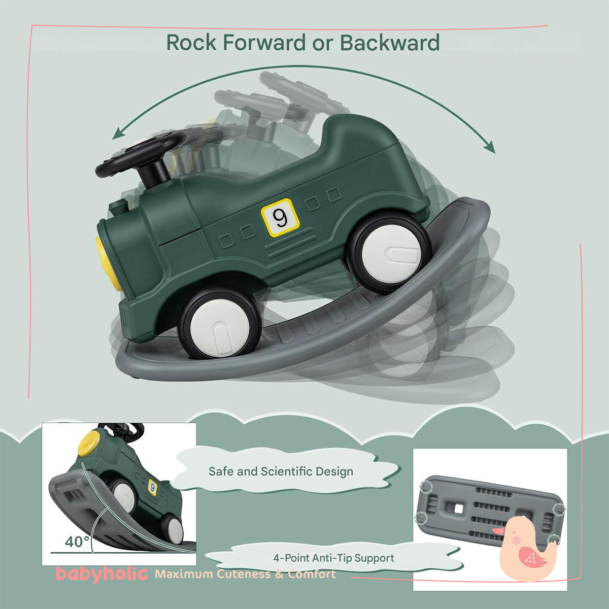 Rocking Horse & Sliding Car 3-in-1