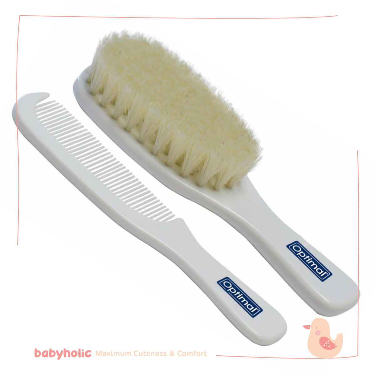 Optimal - Natural Bristles Brush And Comb Set