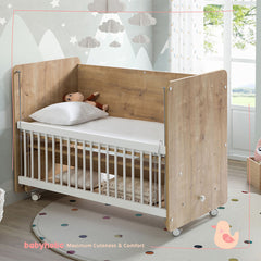 Wooden Wheeled Rocking Mother Side Cradle With Levels